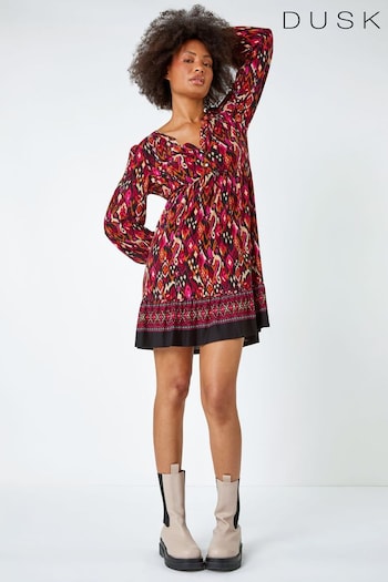 Dusk Pink Aztec Border Print Stretch Dress (389708) | £45