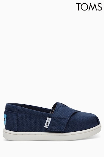 TOMS Navy Canvas Hook and Loop Alpargatas Slip-On Shoes (389787) | £28