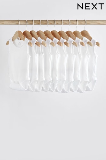 White 10 Pack Baby Vest Bodysuits (389950) | £15.50 - £17.50