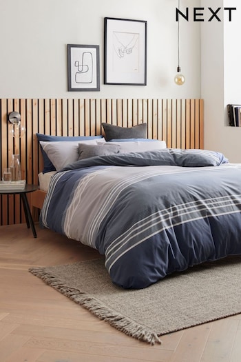 Blue Stripe Duvet Cover and Pillowcase Set (390008) | £12 - £30