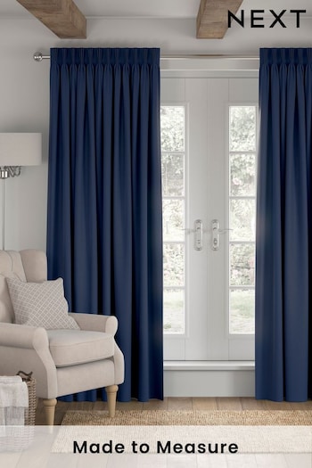 Navy Blue Cotton Made To Measure Curtains (390198) | £61