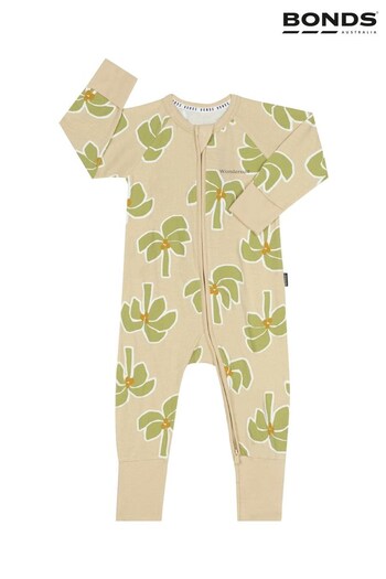 Bonds Camel Leaf Print Zip Sleepsuit (390199) | £22