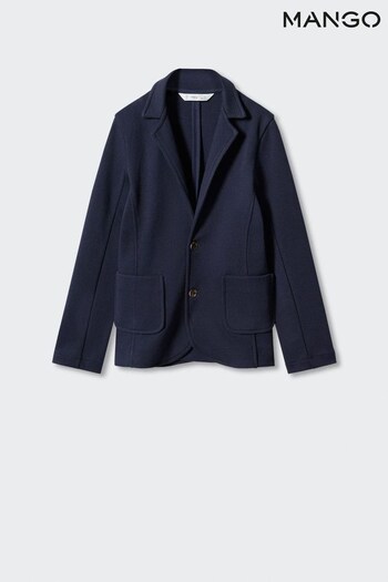 Mango Blue Textured Regular Fit Suit: Blazer (390286) | £33