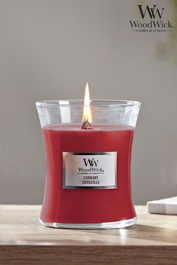 Woodwick Red Medium Hourglass Scented Candle with Crackle Wick Currant (390716) | £25