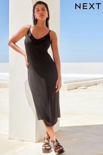 Black Frill Midi Summer Dress (390733) | £22