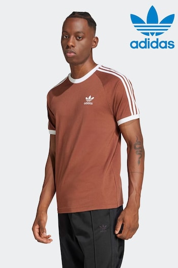 adidas Brown Adicolor Classics 3-Stripes T-Shirt (391156) | £28