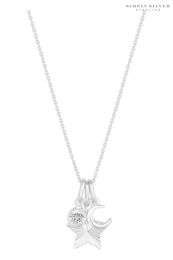 Simply Silver Silver Tone Celestial Charm Pendant Necklace (391419) | £40