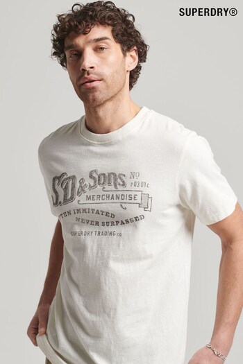 Superdry Cream Vintage Script Workwear T-Shirt (391493) | £27