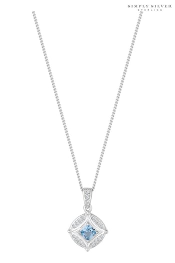 Simply Silver Silver Tone Spinel And Cubic Zirconia Pendant Necklace (391976) | £40