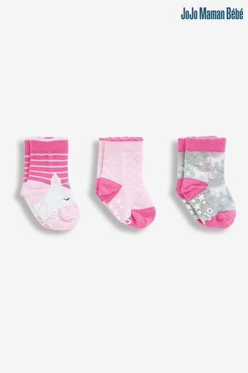 JoJo Maman Bébé Pink Unicorn Socks Three Pack (392179) | £10