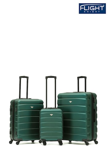 Flight Knight Black Set of 3 Hardcase Large Check in Suitcases and Cabin Case (392534) | £150