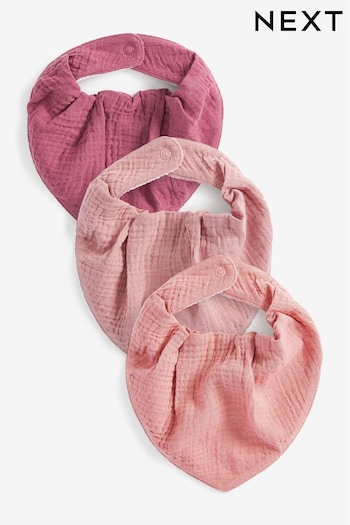 Pink Muslin Dribble Baby Bibs 3 Pack (392664) | £7