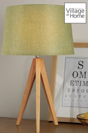 Village At Home Green Wooden Tripod Lamp (392802) | £83