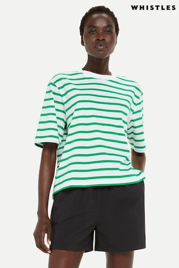 Whistles Green Stripe Short Sleeve Top (393045) | £49
