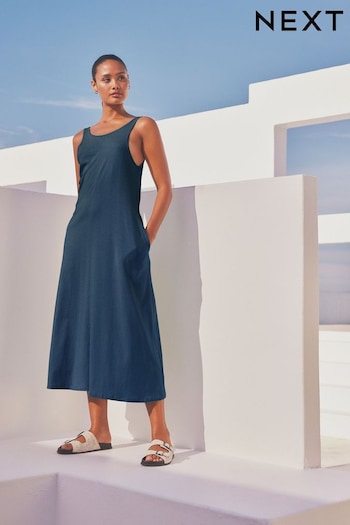Navy Blue Sleeveless Jersey Dress Short (393340) | £26