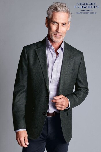 Charles Tyrwhitt Green Twill Wool Classic Fit Jacket (393580) | £230