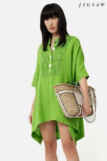 Jigsaw Green Button Detail Linen Cover-Up (393939) | £150