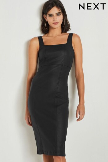 Black Coated Denim Midi Dress (393945) | £48