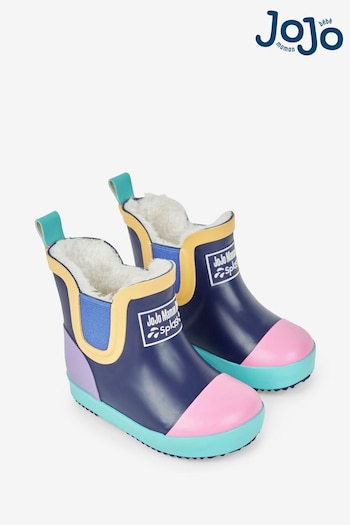 JoJo Maman Bébé Navy Cosy Lined Colour Block Wellies (393967) | £23.50