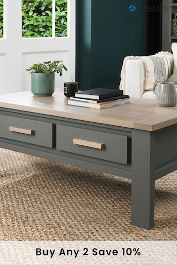 Bentley Designs Grey Oakham Dark Grey Scandi Oak Coffee Table with Drawer (394440) | £560