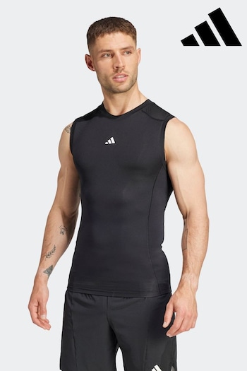 adidas Black Techfit Compression Training Sleeveless T-Shirt (394460) | £23