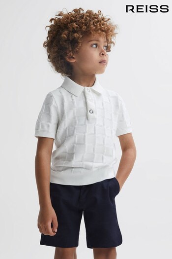 Reiss White Blaze Junior Cotton Press-Stud Polo T-Shirt (394528) | £38