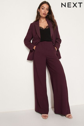Plum Purple Tailored Crepe Super Wide Trousers contrast (394529) | £42
