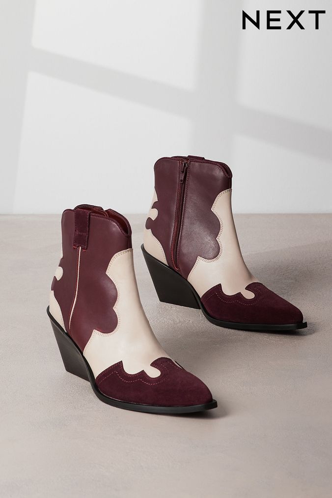 Red western cheap ankle boots