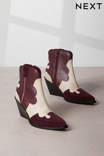 Burgundy/Ecru Forever Comfort® Leather Western slides Boots (394817) | £78