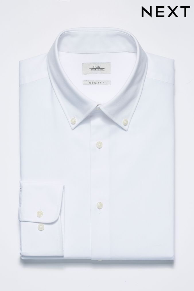 White Slim Fit Single Cuff Easy Care Oxford Shirt (394923) | £22 - £24