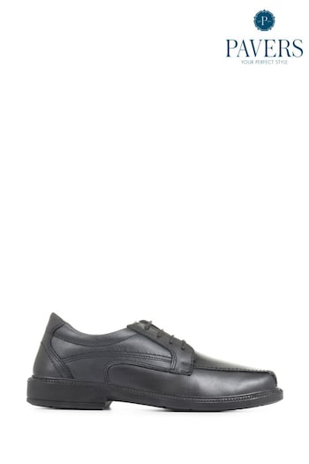 Pavers Wide Fit Leather Lace-Up Black	Shoes (395005) | £38