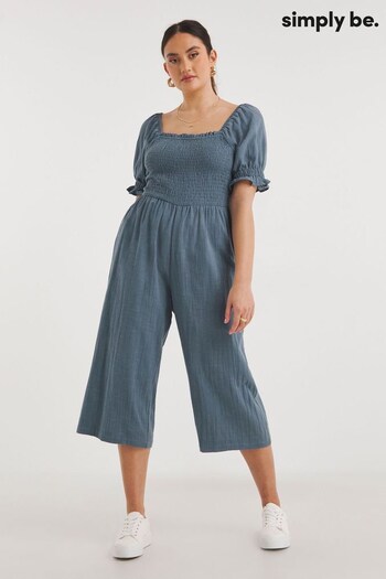 Simply Be Blue Linen Look Jumpsuit (395430) | £39