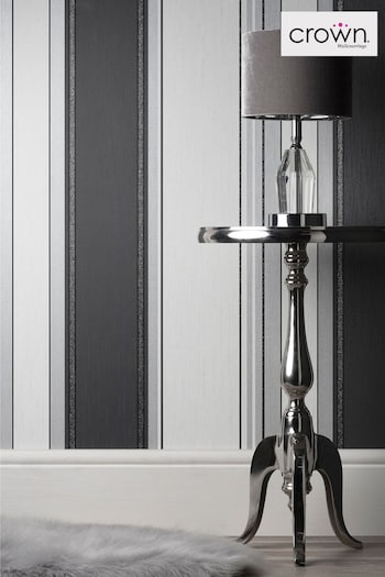 Crown Black Synergy Stripe Wallpaper (396061) | £19