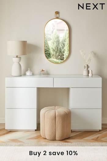 White Sloane Glass Collection Luxe Extra Large Console Dressing Table (396451) | £750