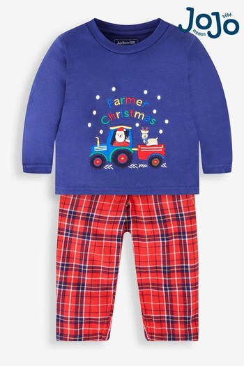 JoJo Maman Bébé Red Kids' Farmer Christmas Tartan Pyjamas (396593) | £22