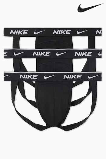 Nike Black Everyday Cotton Stretch Jock Straps 3 Pack (396853) | £30