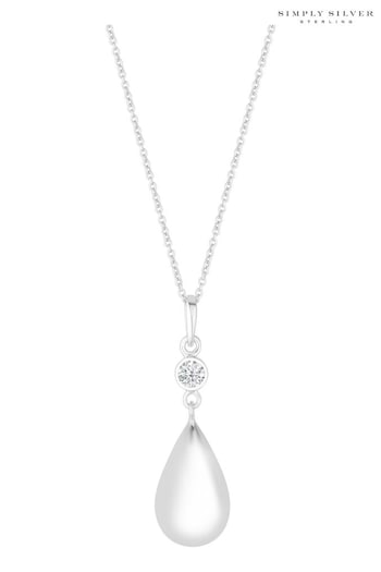 Simply Silver Silver Besel Polished Drop Pendant Necklace (397090) | £35
