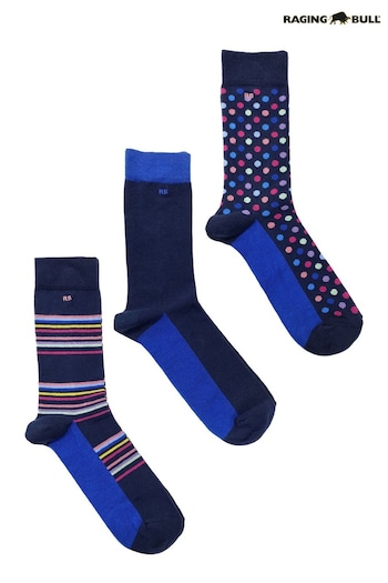 Raging Bull Cobalt Blue Men's Cotton Mix Socks Three Pack (397481) | £15