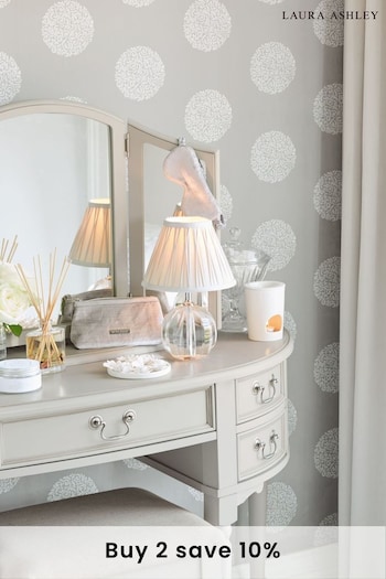 Laura Ashley Dove Grey Clifton Dressing Table and Stool Set (397500) | £960