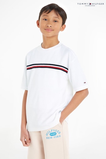 Tommy diesel Hilfiger Kids Global Stripe White T-Shirt (397613) | £29 - £33