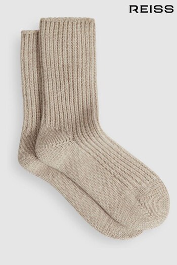 Reiss Oatmeal Carmen Wool Blend Ribbed Socks (397698) | £18