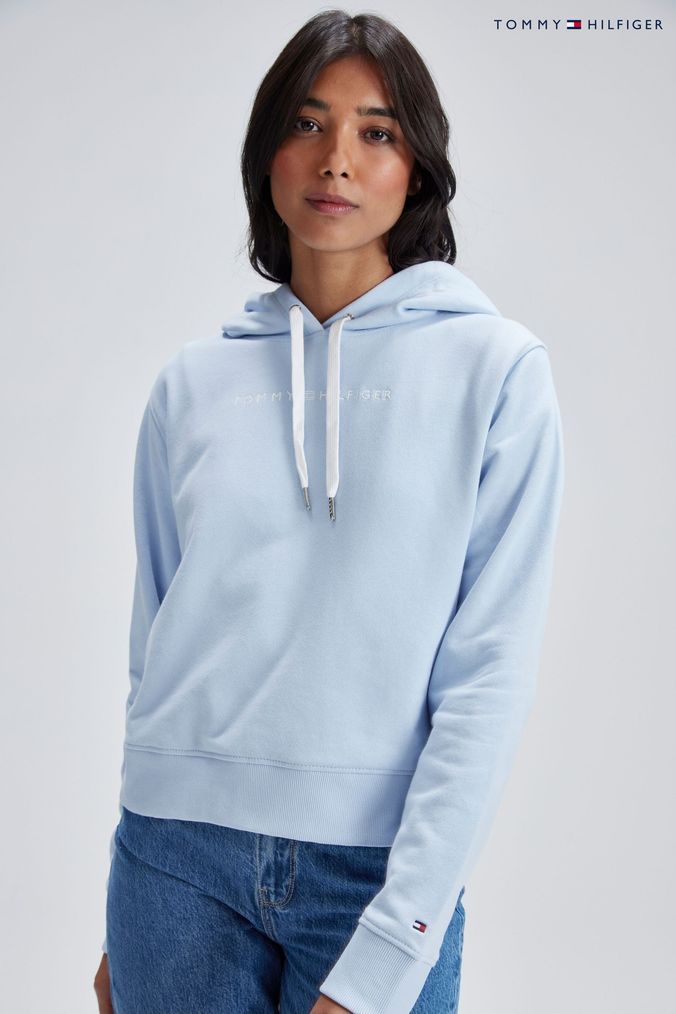 Tommy hilfiger blue hoodie women's hot sale