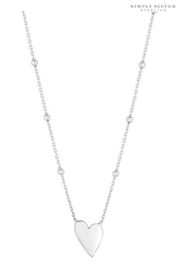 Simply Silver Silver Tone Heart Pendant Necklace (397838) | £35