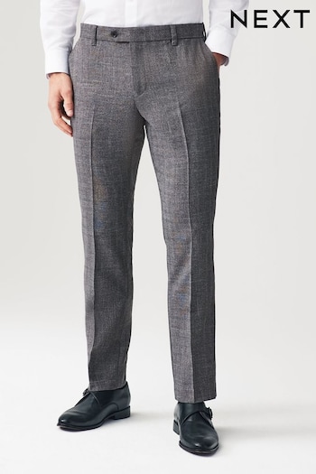 Grey Textured Slim Fit Check Smart Kids Trousers (397849) | £28