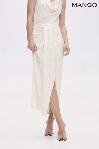 Mango Cream Knot Jacquard Skirt (398071) | £56