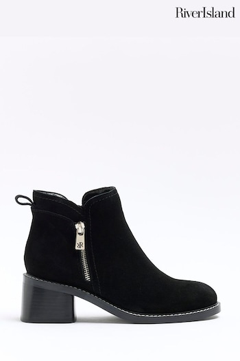 River Island Black Cropped Side Zip Boots (398109) | £55