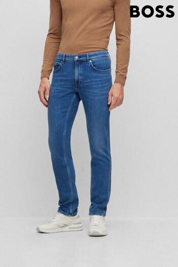 BOSS Blue Maine Straight Fit Stretch Denim Jeans Cut (398552) | £139