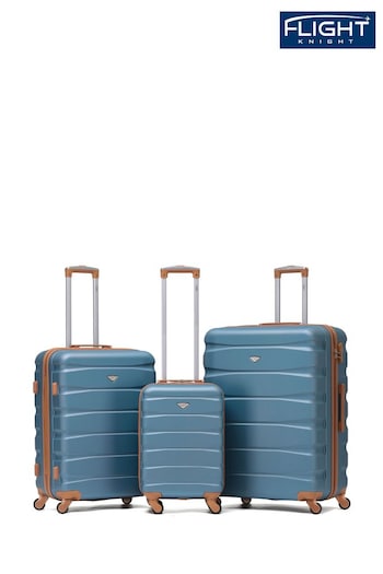 Flight Knight Black Set of 3 Hardcase Large Check in Suitcases and Cabin Case (398644) | £150