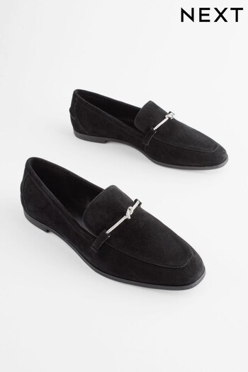 Black/Silver Forever Comfort® Leather Knot Hardware Loafers (398915) | £54