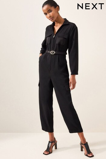 Black Long Sleeve Utility Jumpsuit (398965) | £72